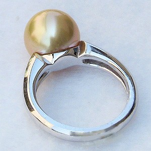 パール 指輪 真珠 リング 南洋白蝶真珠 ゴールド系 10mm ホワイト