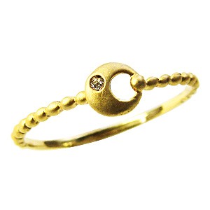 ダイヤモンド リング 月モチーフ 一粒ダイヤ 0.01ct 指輪 ゴールド k10