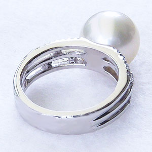 パール:真珠:指輪:南洋白蝶真珠:11mm:ホワイト系:PT900:プラチナ:ダイヤモンド:0.26ct:リング