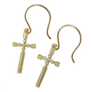 ダイヤモンドピアス クロスピアス ダイヤピアス k18 ゴールド 18金