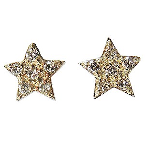 星と月のピアスk18WGとダイアモンド0.04ct 4月誕生石のアクセサリー K18WGダイヤモンド 4月誕生石 月と星の