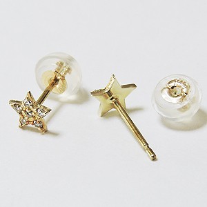 星と月のピアスk18WGとダイアモンド0.04ct 星と月のピアスk18WGとダイアモンド0.04ct
