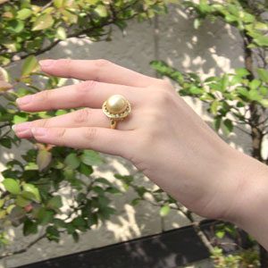 南洋白蝶真珠:ダイヤモンド:パール:リング:ゴールド系:14.5mm:K18:ゴールド:指輪