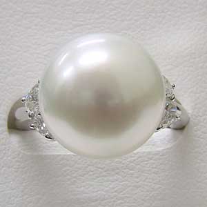 ブライダル リング パール 指輪 南洋真珠パール PT900プラチナリング ダイヤモンド