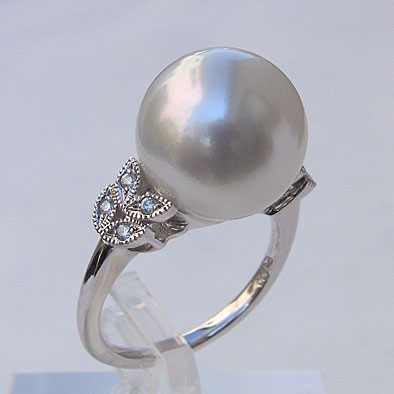 南洋白蝶真珠:パール:リング:ブルーグレー系:13mm