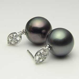 タヒチ黒蝶真珠パールピアス　c1118ing03 タヒチ黒蝶真珠パールピアス 11mm マルチカラー K18製
