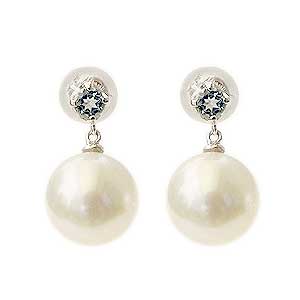 パール ピアス 18金 18k 真珠 アコヤ本真珠 エメラルド 5月の誕生石