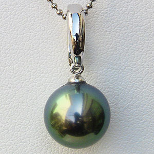 真珠 パール ペンダントトップ ヘッド タヒチ黒蝶真珠 10mm 開閉式