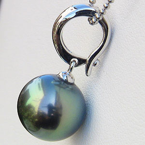 真珠 パール ペンダントトップ ヘッド タヒチ黒蝶真珠 10mm 開閉式