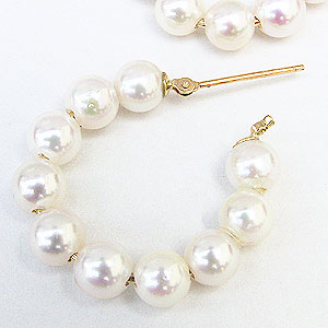 パール ピアス 18金 18k フープ 真珠 ベビー あこや本真珠 5-5.5