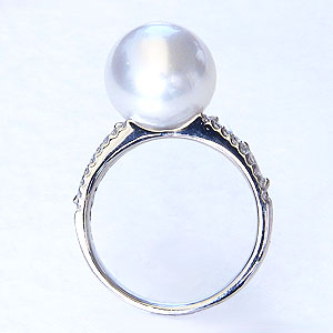 真珠:パール:リング:南洋白蝶真珠:真珠の直径:約12mm:ピンクホワイト:ダイヤモンド:0.10ct:PT900:プラチナ:指輪