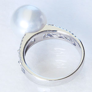 真珠:パール:リング:南洋白蝶真珠:真珠の直径:約12mm:ピンクホワイト:ダイヤモンド:0.10ct:PT900:プラチナ:指輪
