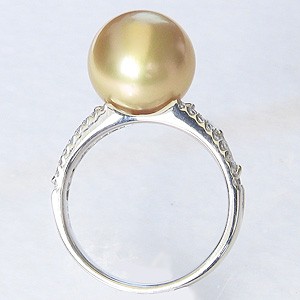 真珠:パール:リング:南洋白蝶真珠:真珠の直径:約11mm:ゴールド色:ダイヤモンド:0.52ct:Pt900:プラチナ:指輪