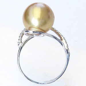 真珠:パール:リング:南洋白蝶真珠:真珠の直径:約11mm:ゴールド色:ダイヤモンド:0.21ct:K18WG:ホワイトゴールド:指輪