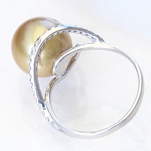 真珠:パール:リング:南洋白蝶真珠:真珠の直径:約11mm:ゴールド色:ダイヤモンド:0.21ct:K18WG:ホワイトゴールド:指輪