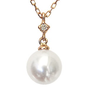真珠パール ペンダント あこや本真珠 k18 ピンクゴールド ダイヤモンド 