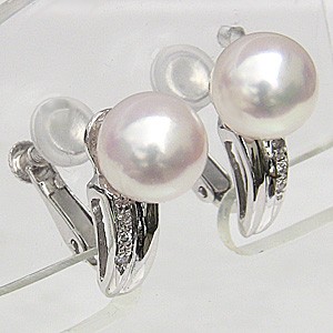 イヤあこや真珠パール pt900 プラチナイヤリング ダイヤモンド 送料