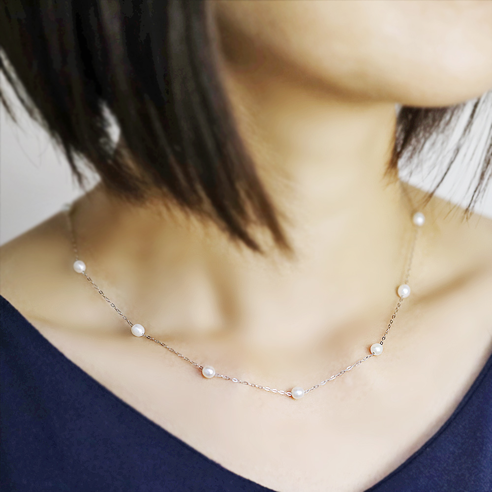 淡水 真珠 パール ステーション ネックレス サージカルステンレス