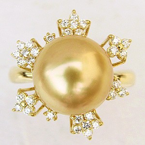 パール リング パールリング ゴールデン南洋真珠 11mm 18金 k18