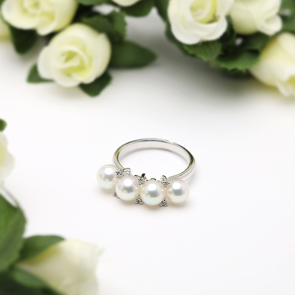 パール リング 真珠 指輪 ダイヤモンド k18 プラチナ k10 シルバー