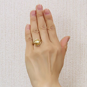 パール 指輪 真珠 リング 真珠 指輪 ゴールデン 真珠指輪 ダイヤモンド