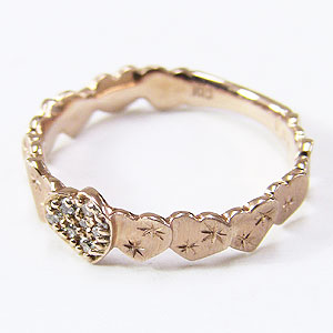 ハートリング ダイヤモンドリング 指輪 ハートモチーフ ピンクゴールド