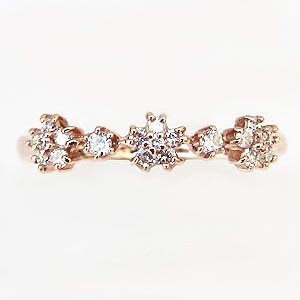 ダイヤモンドリング ダイヤ フラワー 花 指輪 ピンクゴールド k18