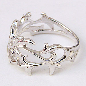 リーフモチーフ リング 地金ジュエリー 指輪 k10 ホワイトゴールド 葉