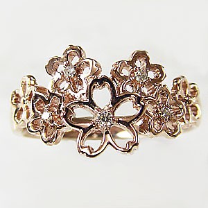 ダイヤモンドリング ダイヤモンド 指輪 花 フラワー モチーフ 桜