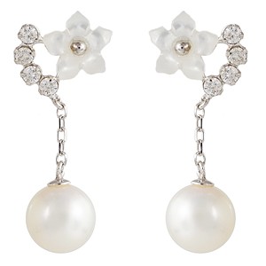 新品・花珠カラー約8.6mm』K14WG白蝶シェル/ブルートパーズピアス