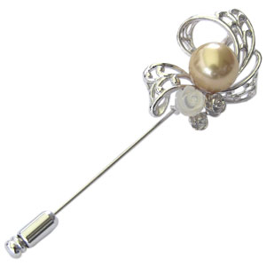 ブローチ 真珠ブローチ 兼 ペンダント 南洋白蝶真珠 ゴールド系 10mm