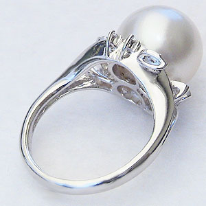 パール:真珠:指輪:南洋白蝶真珠:12mm:PT900:プラチナ:ダイヤモンド:0.10ct:リング