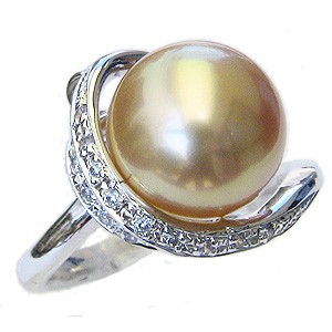 パール 指輪 真珠 リング 南洋白蝶真珠 11mm ホワイトゴールド