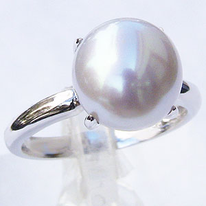 パール 指輪 真珠 リング 南洋白蝶真珠 10mm プラチナ ジュエリー