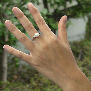 シルバー925リング パール.ジルコニア付き シルバー925 カラー キュービックジルコニア リング“1粒4本爪リング