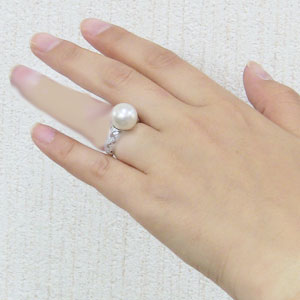 パール:真珠:指輪:南洋白蝶真珠:12mm:ピンクホワイト系:PT900:プラチナ:ダイアモンド:0.30ct:リング