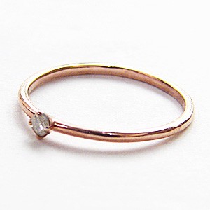 ピンキーリング 一粒ダイヤ ダイヤモンドリング 0.03ct ピンクゴールド