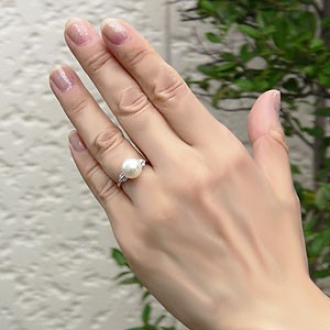 パールダイヤモンドリング　k18 新品 MIKIMOTO ミキモト パール 真珠 ダイヤモンド リング・指輪 K18