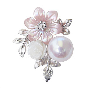 ブローチ 花 真珠 パール パールブローチ ピンズ あこや本真珠 8mm