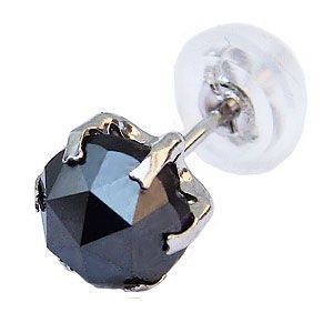 メンズ ピアス 片耳用 ブラックダイヤモンド 1.00ct プラチナ メンズ