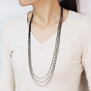 Harrods シルバー パールネックレス&ブラックストーンネックレス