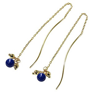 【Rtav】特価 K18 AAA ラピスラズリ８mm ロングアメリカンピアス アメリカンピアス チェーン式 ラピスラズリ ロングピアス k18