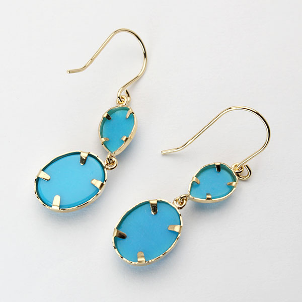 ターコイズ ピアス トルコ石 フックピアス 2連ピアス k18 18k 18金 イエローゴールド 12月誕生石 揺れる 送料無料 ユニセックス 男女兼用 プレゼント ギフト puの画像