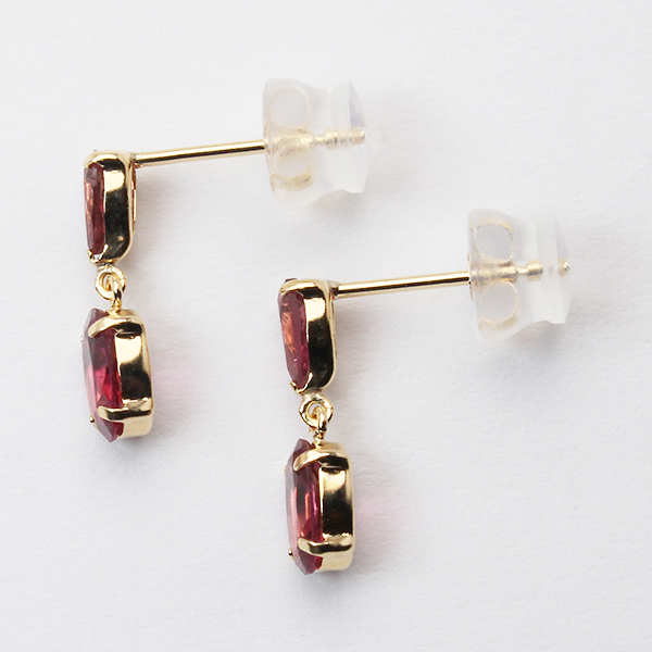 ピンクトルマリン ピアス 揺れる スタッドピアス k18 18k 18金