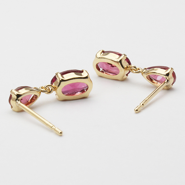 ピンクトルマリン ピアス 揺れる スタッドピアス k18 18k 18金
