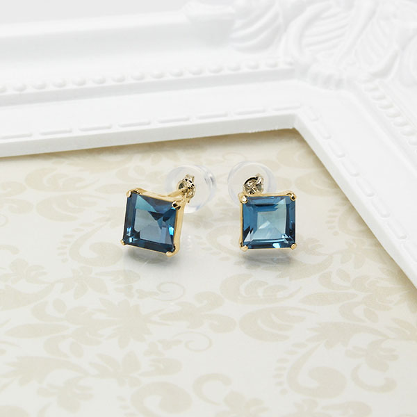 ロンドンブルートパーズ ピアス スタッドピアス k18 18k 18金