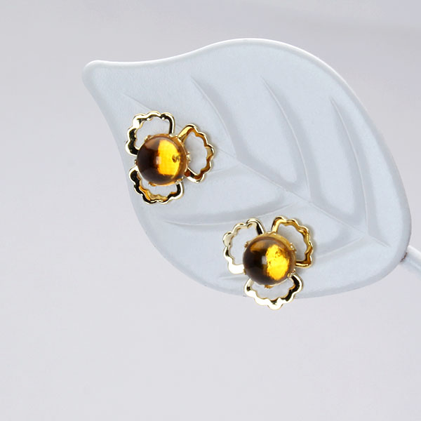 シトリン ピアス スタッドピアス k18 18k 18金 イエローゴールド