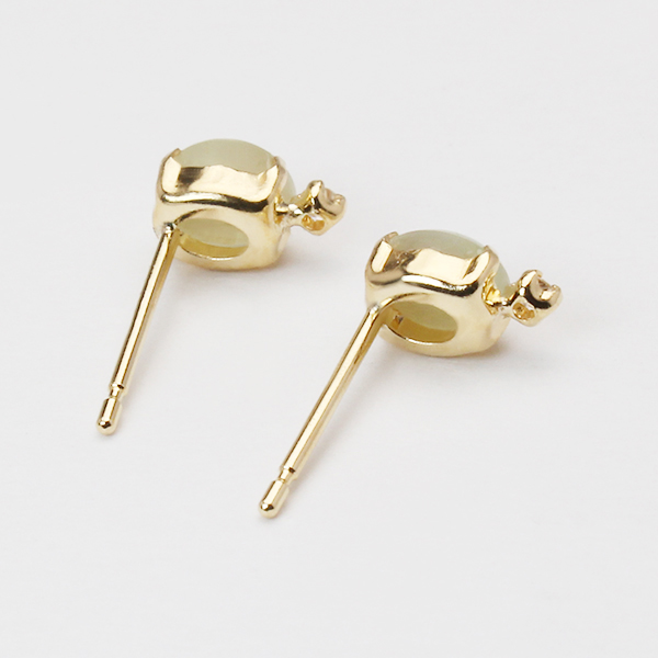 ピアス クリソベリルキャッツアイ ダイヤモンド ダイヤ k18 18k 18金 イエローゴールド レディース シンプル プレゼント ギフト スタッドピアス puの画像