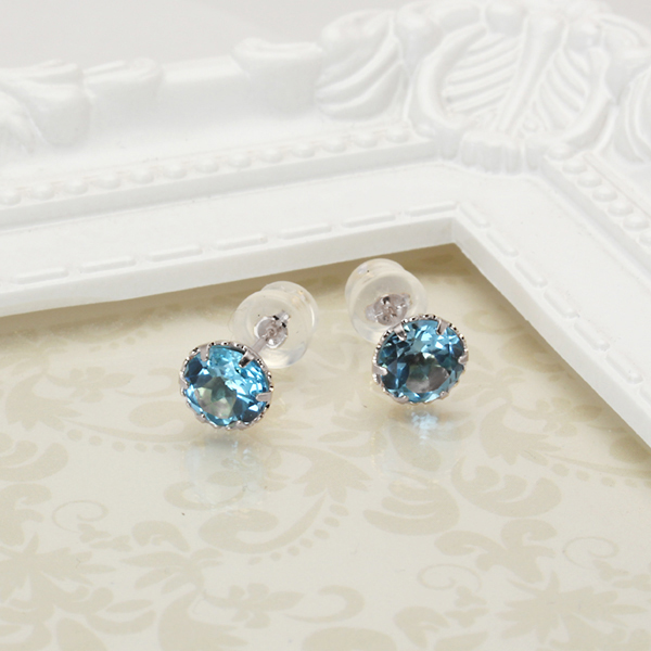 ブルートパーズ ピアス スタッドピアス ブルトパ プラチナ pt900 6本爪