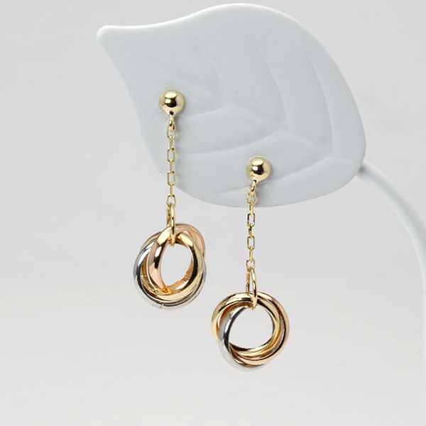 ピアス スリーカラー k18 18金 18k イエローゴールド ピンクゴールド プラチナ pt900 スタッドピアス 地金 送料無料 ユニセックス 男女兼用 プレゼント puの画像